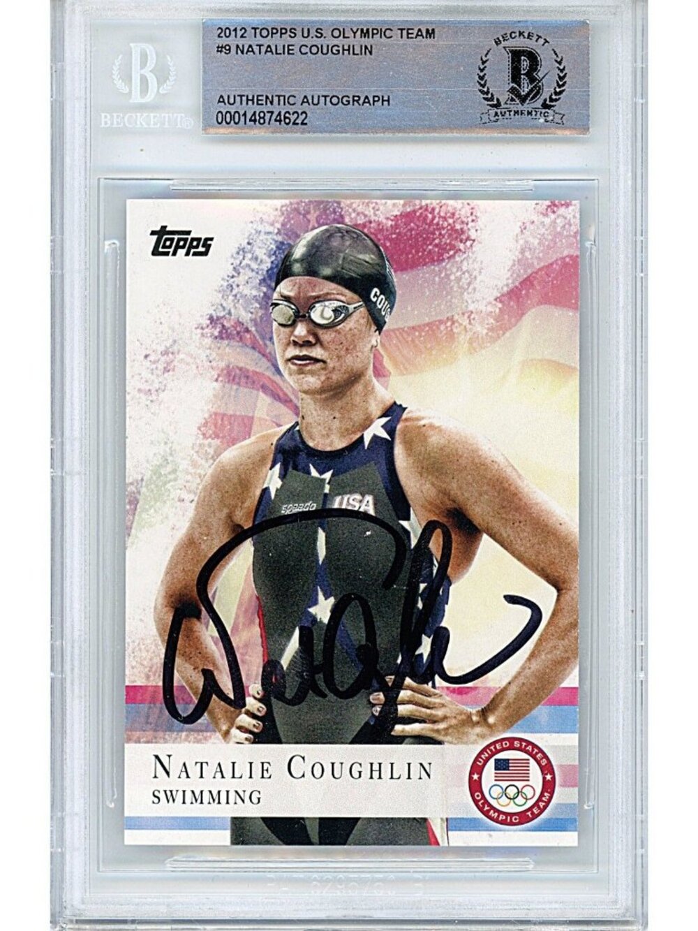 Natalie Coughlin Signed 2012 Topps US Olympic Team Card Beckett USA Autograph